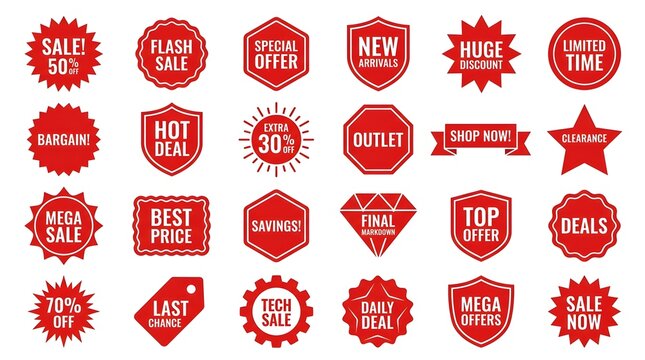 set of red sale labels