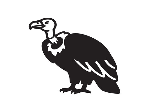 Black vulture silhouette vector icon isolated on white background for wildlife design projects