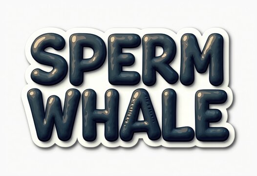 Bold Text Graphic Depicting the Word "Sperm Whale" in Dark Blue and White