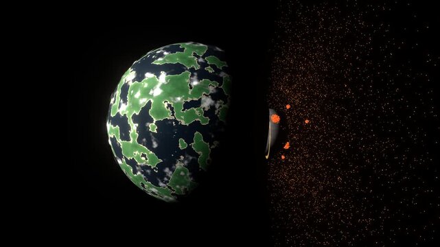 High fidelity planetary collision in outer space. Features GPU-generated seamless 3D noise textures, physically based rendering, Unreal Bloom post-processing, and massive cinematic impact physics.