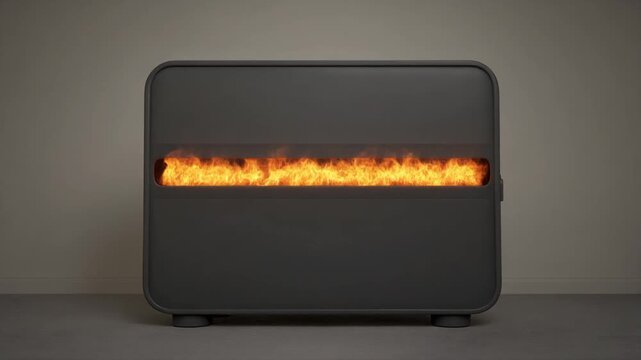 Flat reflector style kerosene heater burning with a wide band of orange flame