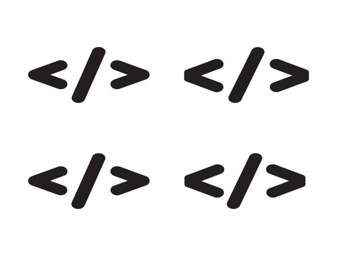HTML code tag icons set for web development and programming interface design
