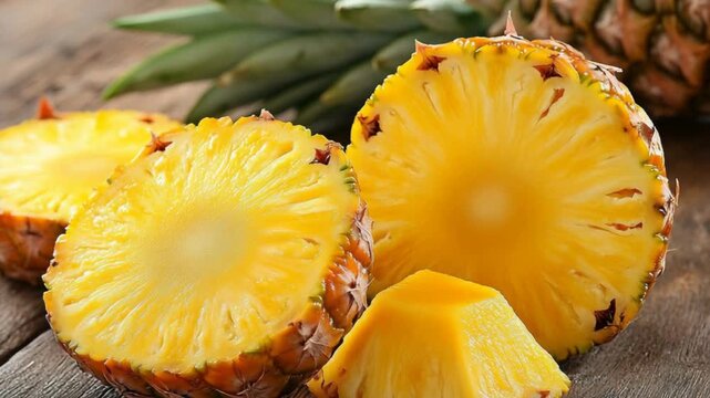 selective focus fresh pineapple slice close-up commercial food photography style
