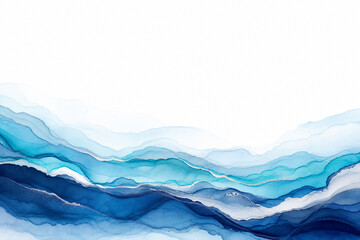 Fototapeta premium Cyan Ink Tide Abstract Background with Copy Space
