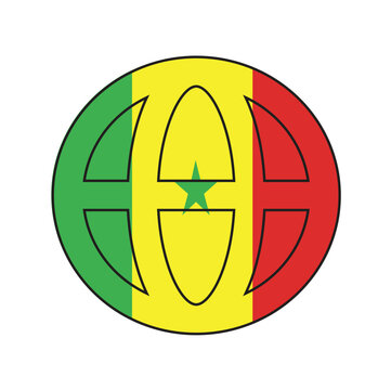 Senegal national flag - Circular earth design flag vector and illustration with the white background 