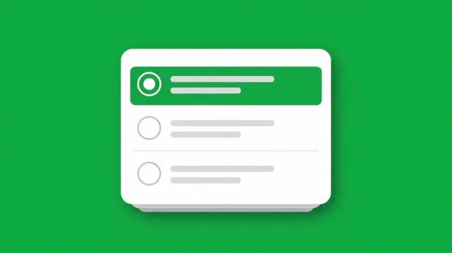 computer mouse cursor clicking on a digital menu list option within a simplified graphical interface window set against a solid vibrant green background