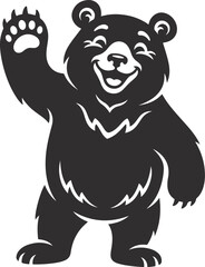 Fototapeta premium Cute Waving Bear Vector Illustration, Happy Bear Silhouette SVG Cut File for Crafts, T-Shirt Design, Nursery Décor, Decals