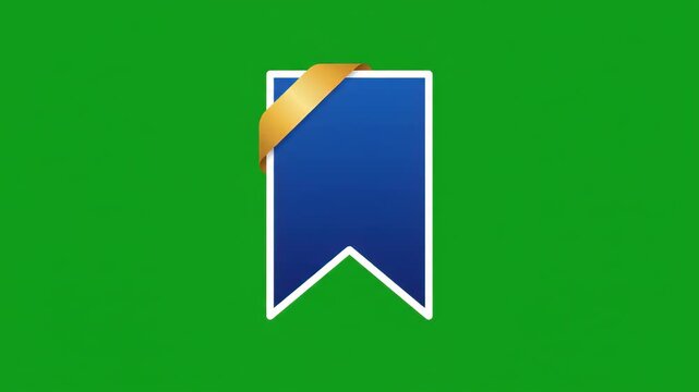 blue and white bookmark icon centered on a flat solid green background representing a digital save or favorite action in a minimal user interface design