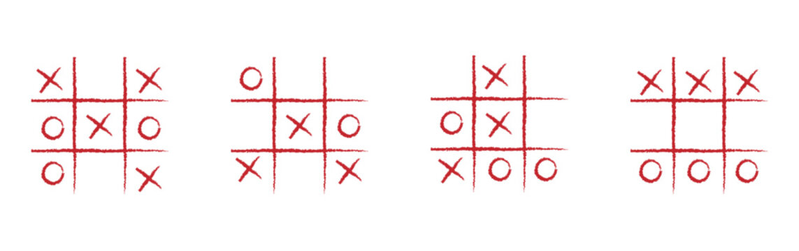 Tic Tac Toe Game Icons Set with X and O Symbols