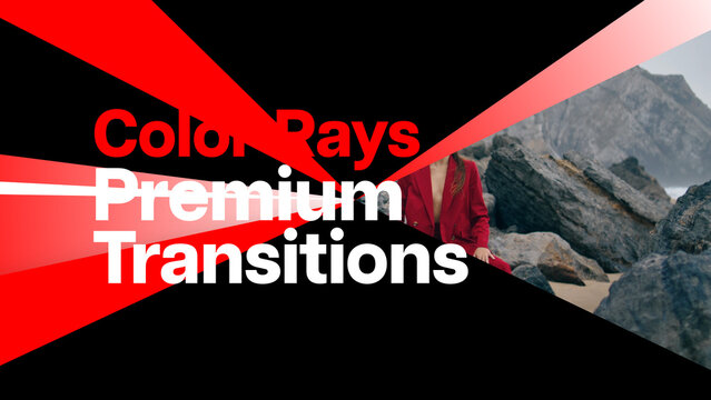 Premium Transitions Color Rays 8 Variations &ndash; Colorful Light Ray Transitions, Radiant Beams, Glow Wipes and Vibrant Motion Effects for Professional Video Editing and Motion Graphics