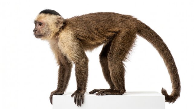 Cute white headed capuchin monkey standing
