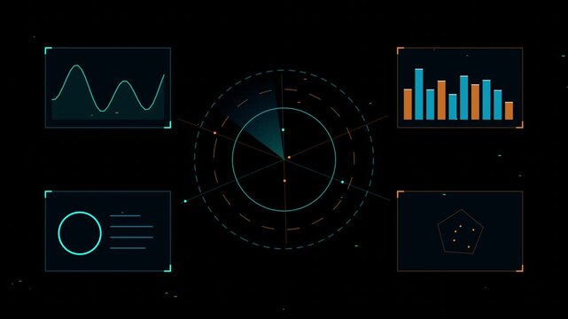 Digital searching system animation. Rader searching security concept animation. signal waves, searching icon. Rader searching black background and various collar animation 4k icon.
