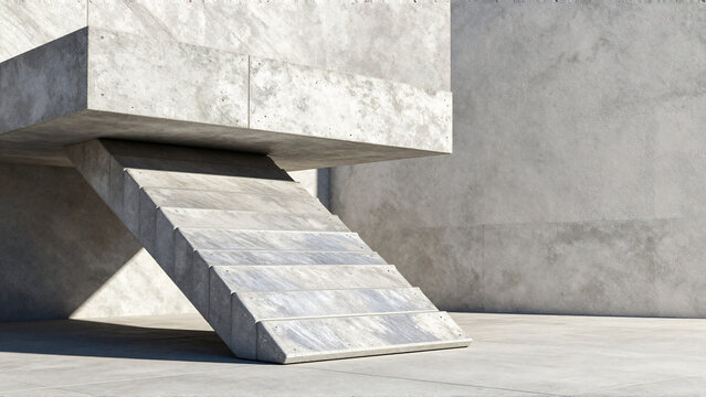 Concrete Staircase Architectural Detail Close-Up