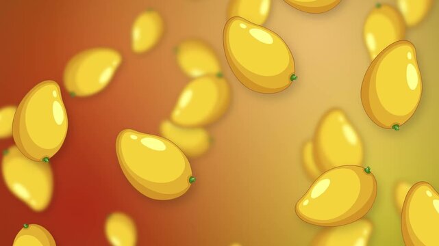 Animated Falling Yellow Mangoes on Vibrant Gradient Mesh Background
