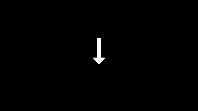 Animation of download symbol arrow on transparent background, animated arrow, download button icon with alpha channel.
