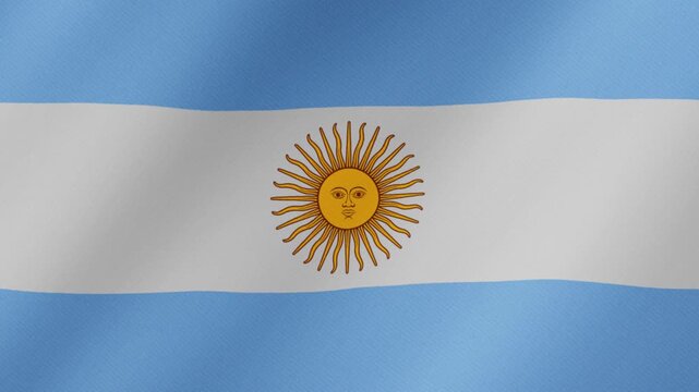 Argentinian national flag waving in slow motion