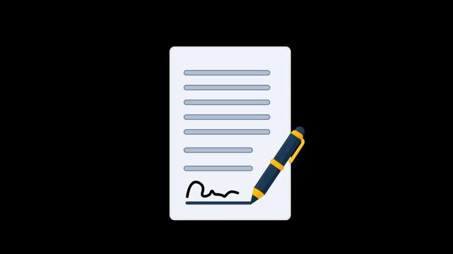 Contract Signing Icon Animation with transparent background. Full HD. 4K