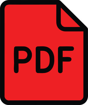 Red PDF Document File Format Paper Sheet Download Read and Text File Flat Interface Icon