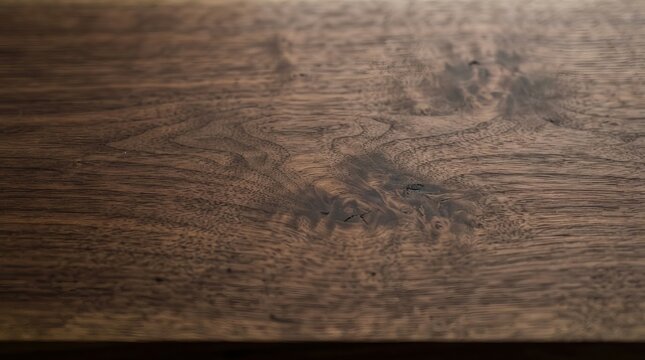 Natural Dark Walnut Wood Background Texture with Prominent Grain Patterns and Intricate Knot Detail