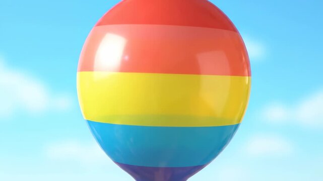 Colorful striped balloons floating in the sky, colorful balloon floating animation
