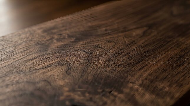 A Close up Studio Shot of Beautiful Dark Brown Hardwood Plank with Distinctive Natural Wood Grain