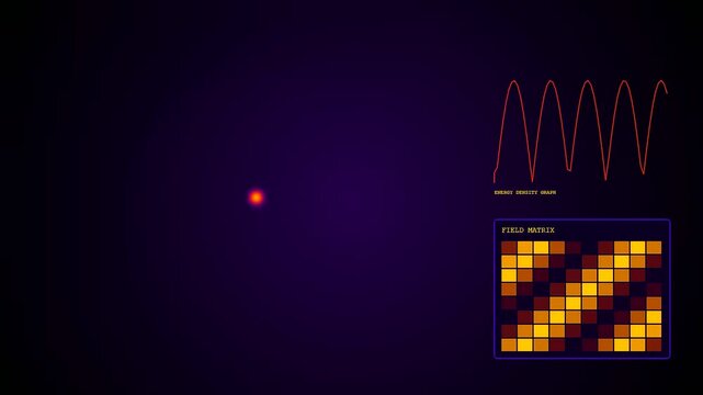 A plasma turbulence effect glows softly within a dark interface featuring fluctuating wave patterns and grid data visualizations displayed on a digital screen monitoring system