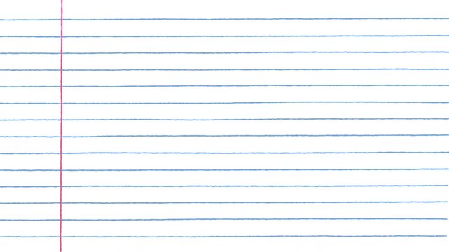Lined notebook paper texture with red margin line school exercise sheet