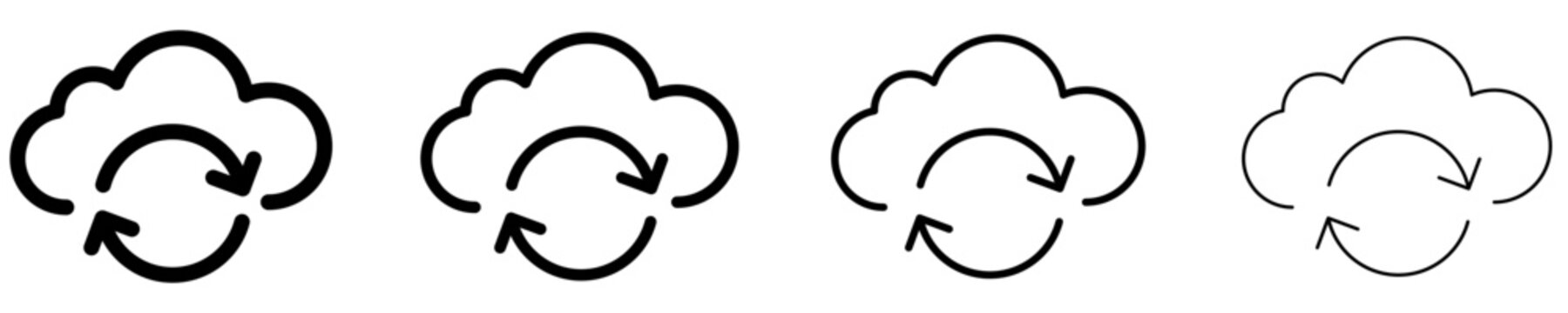 Cloud sync line icon for data update and refresh