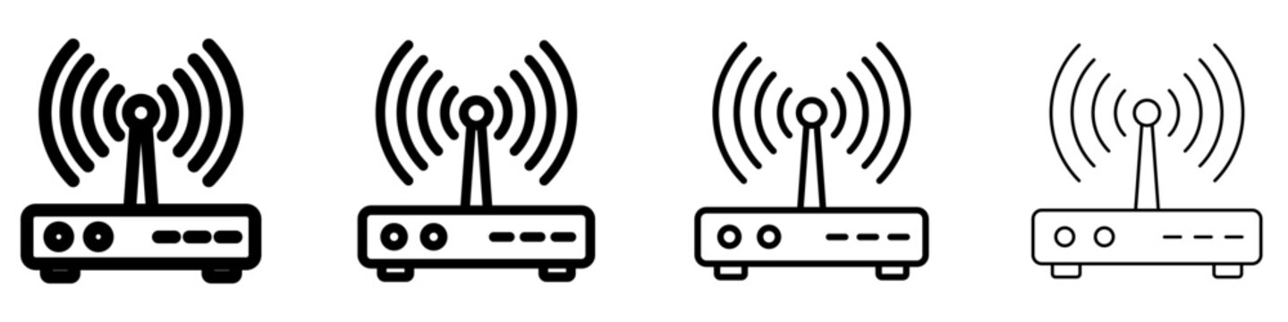 Wireless router line icon for internet network connection
