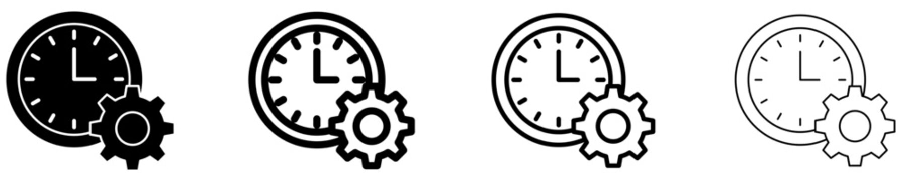 Time management flat icon with clock and gear