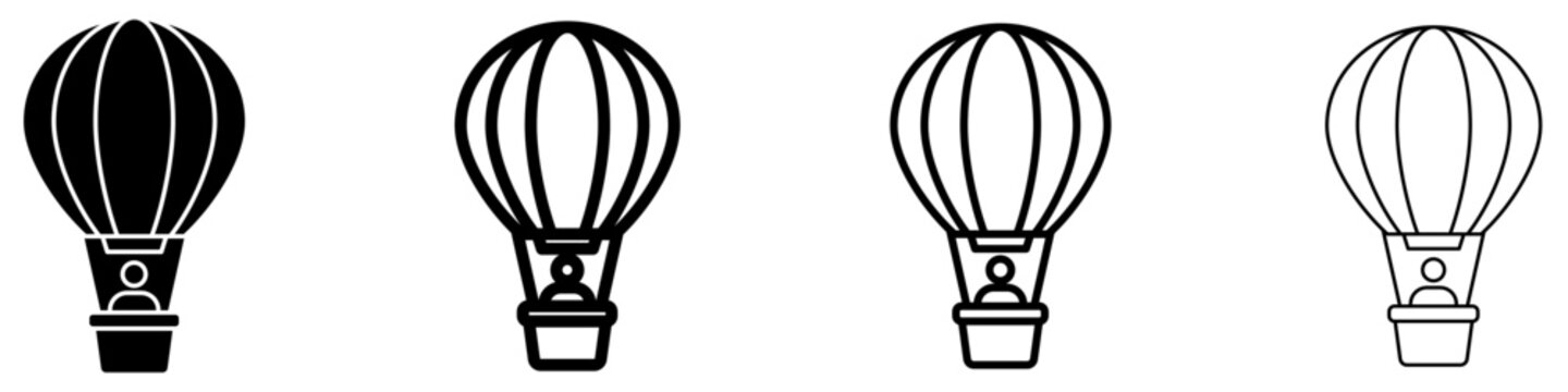Hot air balloon mixed style icon set