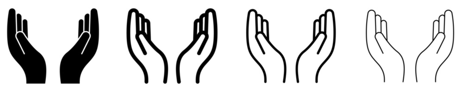 Cupped hands solid glyph icon for care and protection