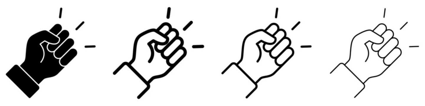 Knocking hand gesture line icon for alert or interaction