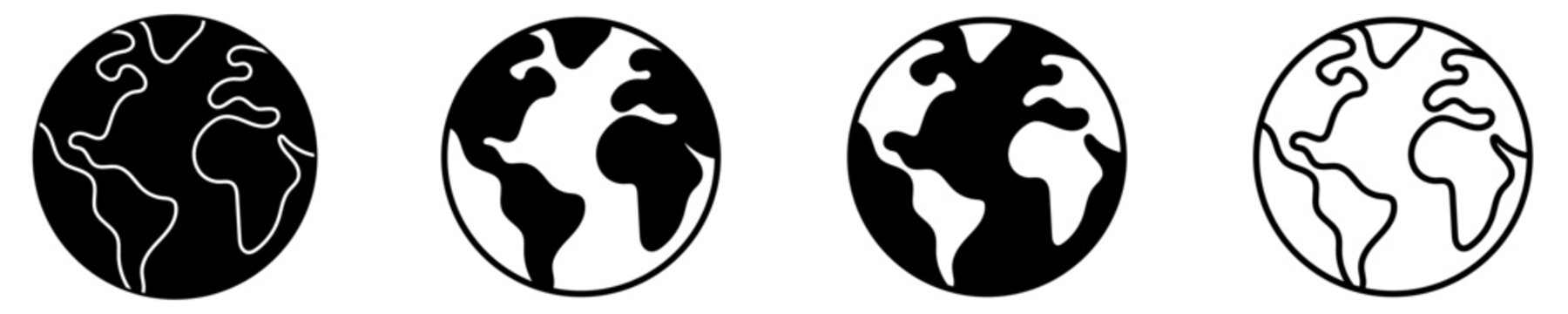 Earth globe mixed style icon set for global concepts