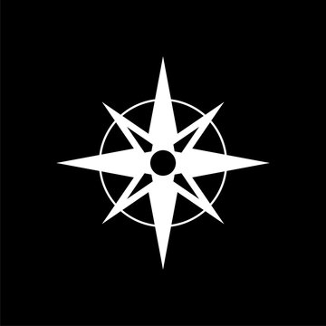 Compass sign icon isolated on black background