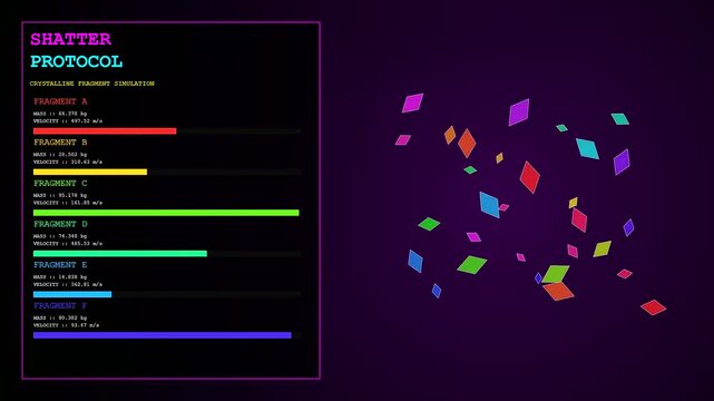 A plasma turbulence display manifests as floating geometric shards amidst shifting holographic metrics on a dark digital monitor screen showing cascading data streams in a simulated environment