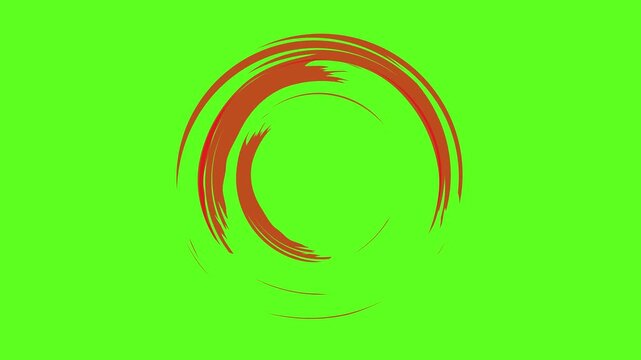 Orange circular brush stroke element rotating in a loop for dynamic motion design video footage content