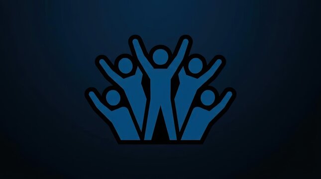 Silhouettes of people cheering with arms raised high.