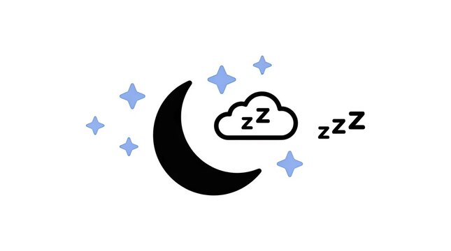 Sleep icons with moon and snoring cloud.