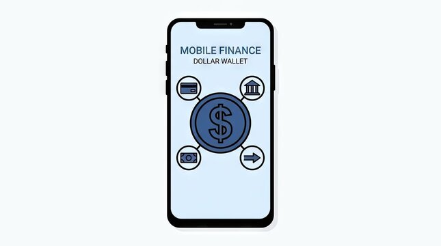 Smartphone displaying mobile finance and digital dollar wallet app
