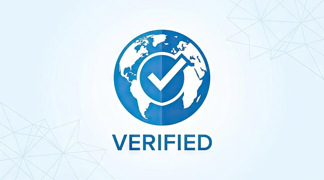 Verified globe icon with checkmark badge.