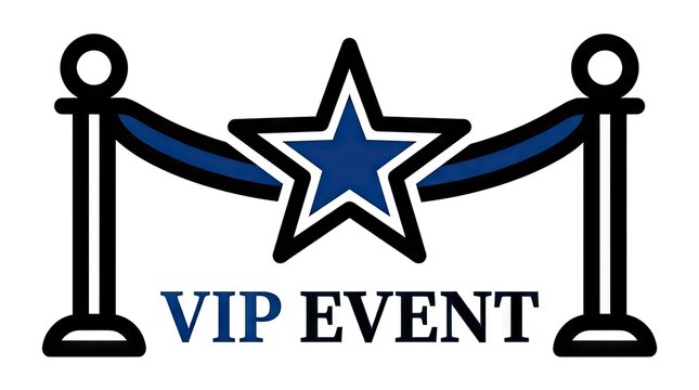 VIP event logo with star and velvet rope.
