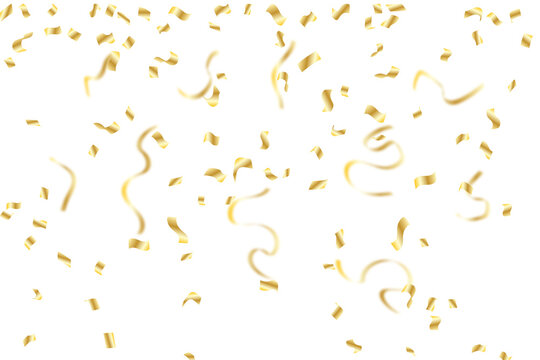 Gold confetti isolated on a transparent background