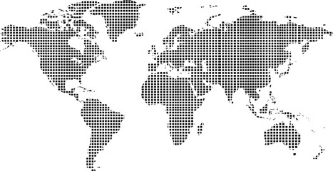 Fototapeta premium Set of dotted world map icons, global geography symbols, international map graphics, and world vector illustration