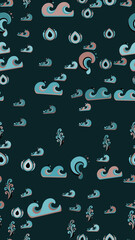 Fototapeta premium Stylized waves and droplet pattern