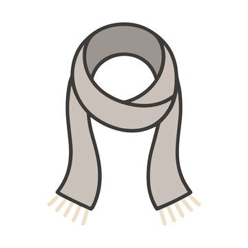 Gray scarf with fringe isolated on transparent background