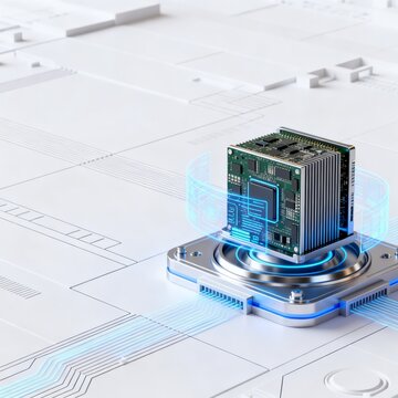 High Tech Computer Chip with Holographic Interface and Circuit Board