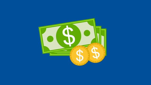 Money Icon Animation with Green Background. Full HD. 4K