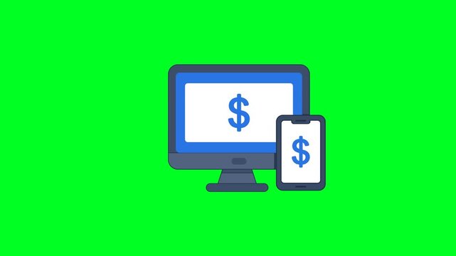 Online Payment Icon Animation with Green Background. Full HD. 4K