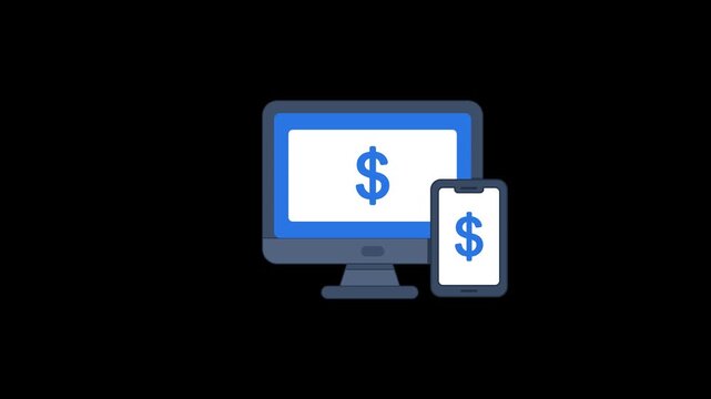 Online Payment Icon Animation with Transparent Background. Full HD. 4K